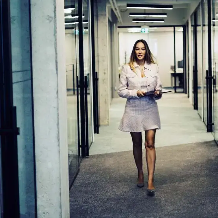 Diamond walking on the office aisle